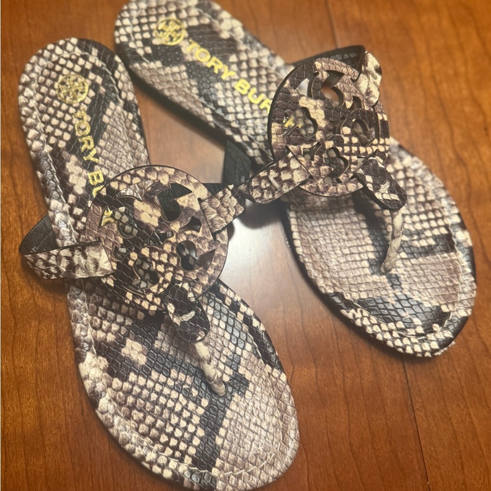 Tory Burch Brown and Black Snake Print Footwear